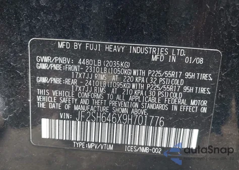 2009 Subaru Forester 2.5X L.l. Bean Edition z USA, uszkodzony, nr VIN JF2SH646X9H701776